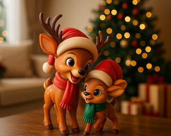 3D Print Christmas Reindeer STL/OBJ Files, Holiday Deer Figurines (Digital Download)