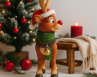 3D Print Christmas Reindeer Figurine, Rudolph Style, Holiday Decor (STL/OBJ Digital Download)