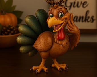 3D Printable Cartoon Turkey STL/OBJ: Thanksgiving Table Decor (Digital Download)