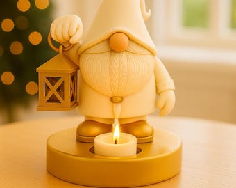 Gnome Candle Holder 3D Model STL OBJ, Nordic Christmas Decor (Digital Download)