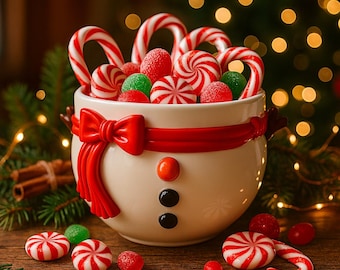 3D Print Snowman Candy Bowl - Christmas Peppermint Decor (Digital Download)