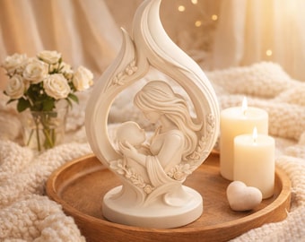 Mother and Baby sculpture STL OBJ 3MF 3d model Commercial license Included , Mother's Day Mom and Child Statue 3D Printing Gift
