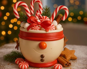 Snowman Candy Bowl 3D Model: Christmas Holiday Decor (Digital Download)