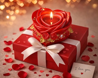 Heart Rose Candle holder Box STL OBJ | Valentine Gift Box 3D Print |Romantic gift for her digital Download