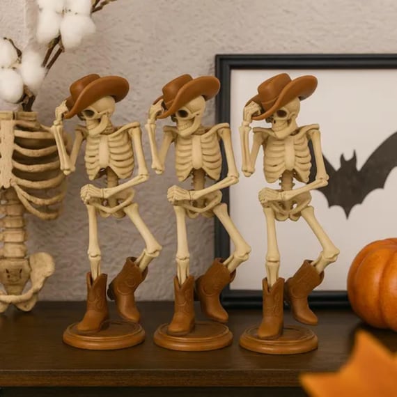 Spooky Western Cowboy Skeleton Figurine - 3D Printable STL/OBJ (Digital Download)