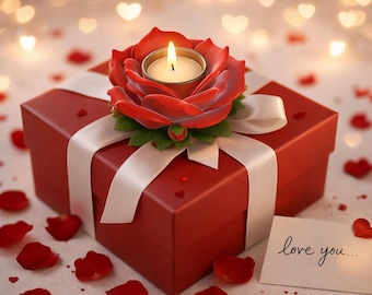 Portavelas de rosas (archivo STL OBJ) / Regalo de San Valentín para parejas / Decoración con impresión 3D / Regalo romántico (archivo digital)