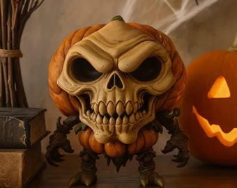 Modelo de impressão 3D de monstro com caveira de abóbora: decoração assustadora de Halloween (arquivo STL/OBJ)