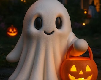 Fantasma de Halloween con calabaza imprimible en 3D: Decoración espeluznante (archivo STL)