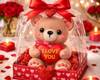 Cute Teddy Bear STL 3D Print File | Valentine Bear with Heart | Love Gift for her  Figurine | STL OBJ Digital Download