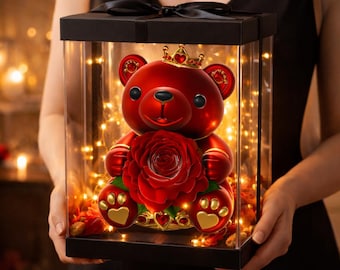 Royal Teddy Bear STL 3d model | Rose Bear 3D Print File | Valentine Gift for Her | Cute Bear Figurine Digital Download