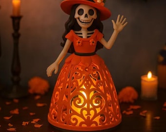 La Catrina Figurine STL, Day of the Dead Candle Holder (Digital Download)