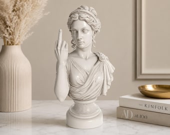 Divertida estatua de diosa con el dedo medio levantado (modelo 3D STL 3MF) / Impresión 3D. Busto romano / Escultura griega / Decoración estética para escritorio (descarga digital).
