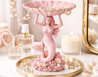 Fantasy Mermaid Jewelry Holder STL+3MF+ OBJ 3d model ,3D Print Jewelry Dish, Mermaid Ring Holder STL, Vanity Decor