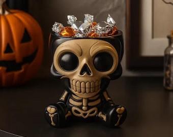 STL/OBJ file Detailed Design (Digital Download) Spooky Skeleton Skull Candy Bowl