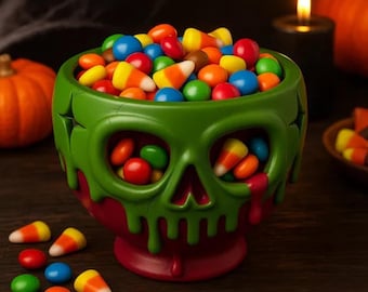Bol de bonbons tête de mort STL + 3MF + OBJ Modèle 3D : impression 3D de décoration d'Halloween fantasmagorique (téléchargement numérique)
