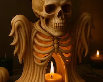 Kuslig skelettljushållare 3D-utskrift: Gotisk Halloween-lykta (STL/OBJ-fil)