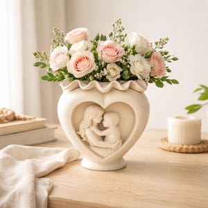 Op de afbeelding: Een set van drie keramische vazen in verschillende hoogtes en vormen. De vazen zijn geglazuurd in een matte witte afwerking, wat een minimalistische esthetiek biedt. De hoogste vaas is ongeveer 25 cm hoog.