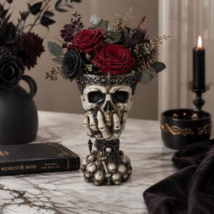 Halloween Gothic Skull Planter STL,OBJ 3d model, Memento Mori Flower Pot 3D Print File, Dark Decor Planter , Halloween Gothic Home Decor