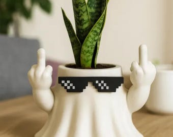 Funny Ghost Middle Finger Planter STL: Thug Life 3D Print (Digital Download)