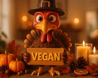 Funny Vegan Turkey STL File: 3D Thanksgiving Decor (Digital Download)
