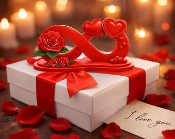 Archivo STL OBJ de regalo de pareja de amor infinito / Modelo de impresión 3D de San Valentín / Símbolo romántico descargable digital
