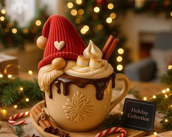 Gnome Hot Cocoa Mug 3D Print File, Christmas STL/OBJ (Digital Download)