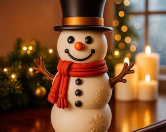 Cute Snowman 3D Model, Christmas Decor, Festive Figurine (Digital Download)