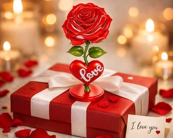Escultura de corazón de rosa imprimible en 3D STL OBJ / Regalo de San Valentín para ella / Decoración romántica para el hogar (archivo de impresión 3D)