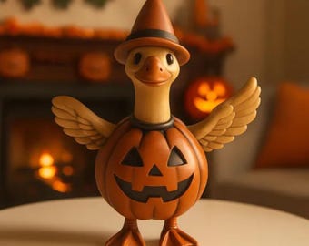 3D Halloween Pumpkin Duck STL/OBJ File: Printable Figurine (Digital Download)
