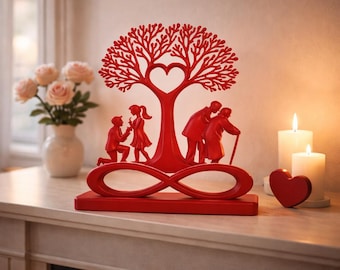 Árbol del Amor Infinito (archivo STL OBJ para impresión 3D) / Decoración para San Valentín / Árbol genealógico del amor eterno / Modelo 3D descargable