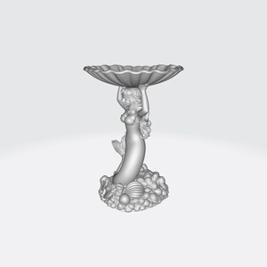 Portagioie a forma di sirena fantasy STL+3MF+ modello 3D OBJ, piatto portagioie per stampa 3D, portaanelli a forma di sirena STL, decorazione per la toeletta immagine 8