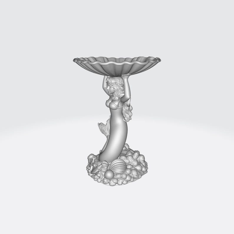 Portagioie a forma di sirena fantasy STL+3MF+ modello 3D OBJ, piatto portagioie per stampa 3D, portaanelli a forma di sirena STL, decorazione per la toeletta immagine 8