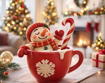 Christmas Snowman Mug 3D Model STL/OBJ (Digital Download)