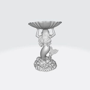 Portagioie a forma di sirena fantasy STL+3MF+ modello 3D OBJ, piatto portagioie per stampa 3D, portaanelli a forma di sirena STL, decorazione per la toeletta immagine 9