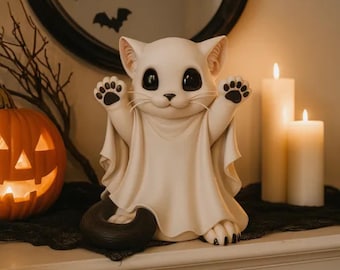 Cute Cat Ghost Figurine 3D Model (STL/OBJ Digital Download)