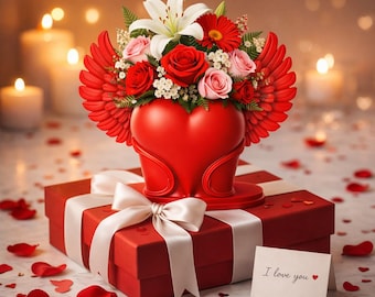 Heart Flower Vase STL OB | Mother's Day & Valentine’s Day Couple gift | 3D Print Decor |Romantic Gift Digital File