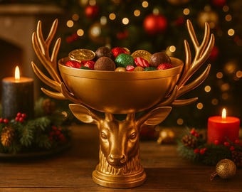 3D Print Reindeer Candy Bowl STL/OBJ: Christmas Centerpiece (Digital Download)