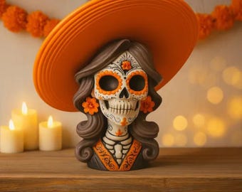 Catrina Skull Bust 3D Print File: Dia de los Muertos Decor (Digital Download)