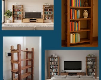 Handcrafted Rustic Wooden Bookshelf – Minimalist Shelf with 5 Tiers for Home or Office Decor