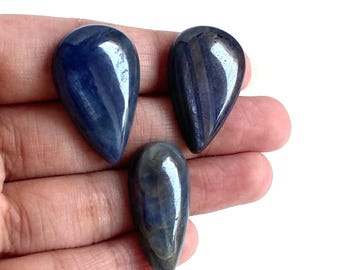 Natural Blue Sapphire Cabochon AAA, Grade Gemstone Pear, Jewelry Making