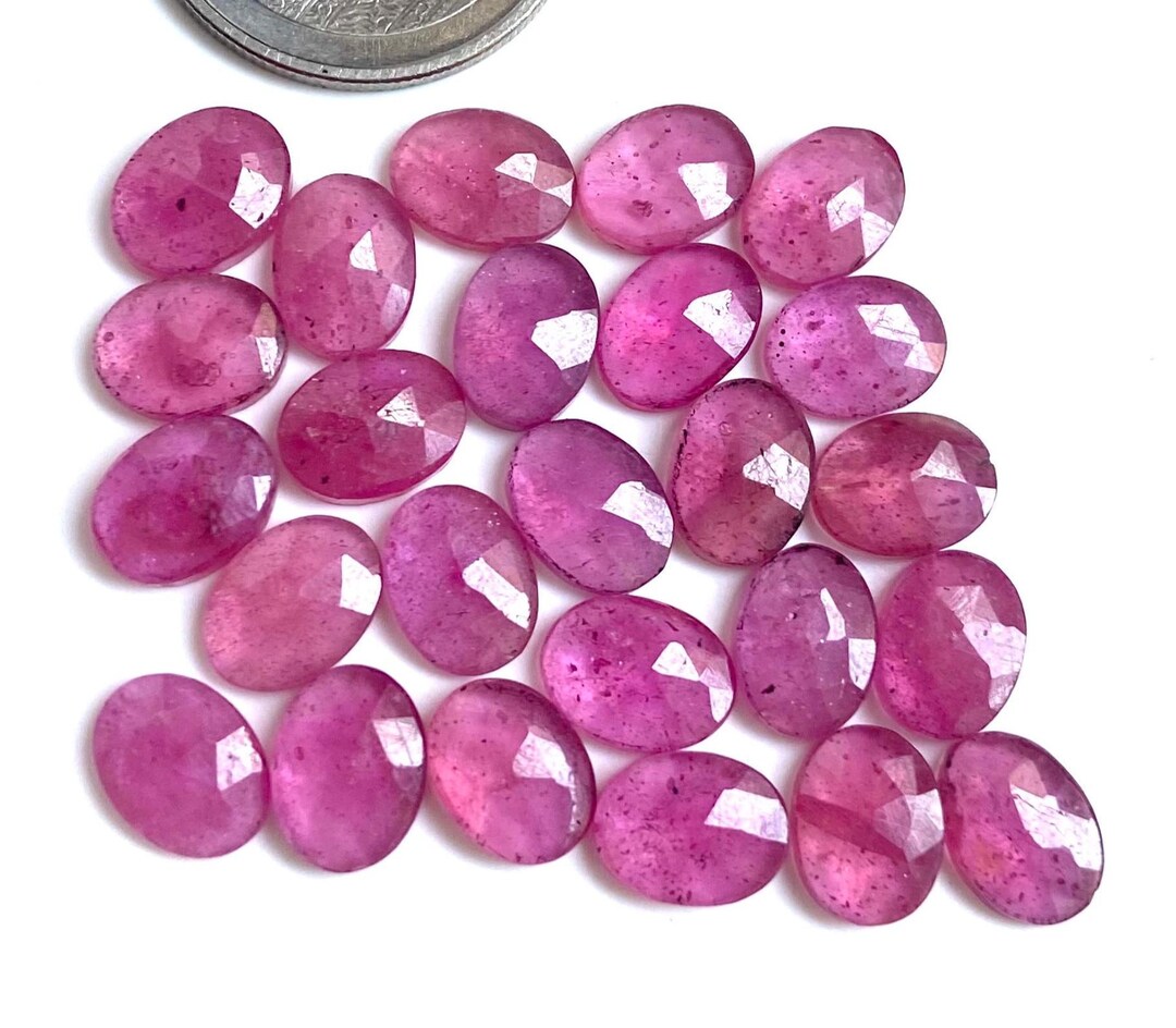 Ruby Pointstone Pink Ruby Rose Cut Gemstone: 25 Oval Faceted Stones (6x8mm) - Etsy
