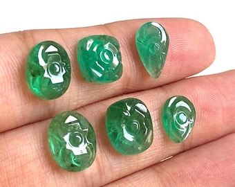 IGI Certified Zambian Natural Emerald Carvings: 11-9 MM Fancy Gemstones For Jewelry 15 Carat
