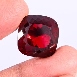 AAA Flawless Blood Red Mozambique Ruby Loose Cushion Cut Gemstone, 31.50 Carat making Pendant 17MM Personalized Gifts