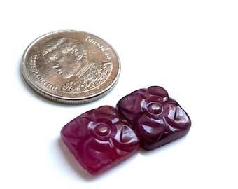 Natural Ruby Silky Carved Gemstone AAA Grade Carving Matching Pair Jewelry Making 16.55 Cts