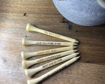 Personalized laser engraved custom golf tees - natural colour