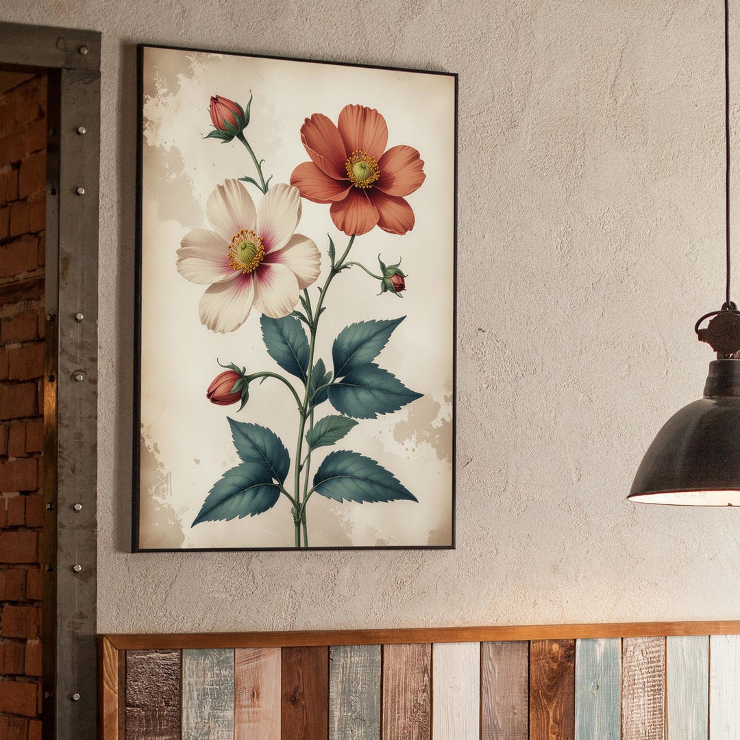 Vintage Botanical Flowers Poster – Elegant Floral Fine Art Print - Etsy