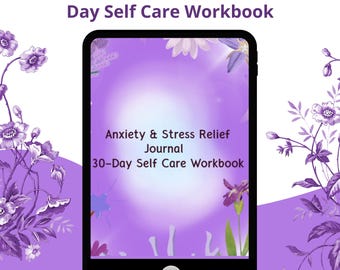 Diario imprimible para aliviar la ansiedad y el estrés / Cuaderno de autocuidado de 30 días / Planificador de salud mental (PDF)