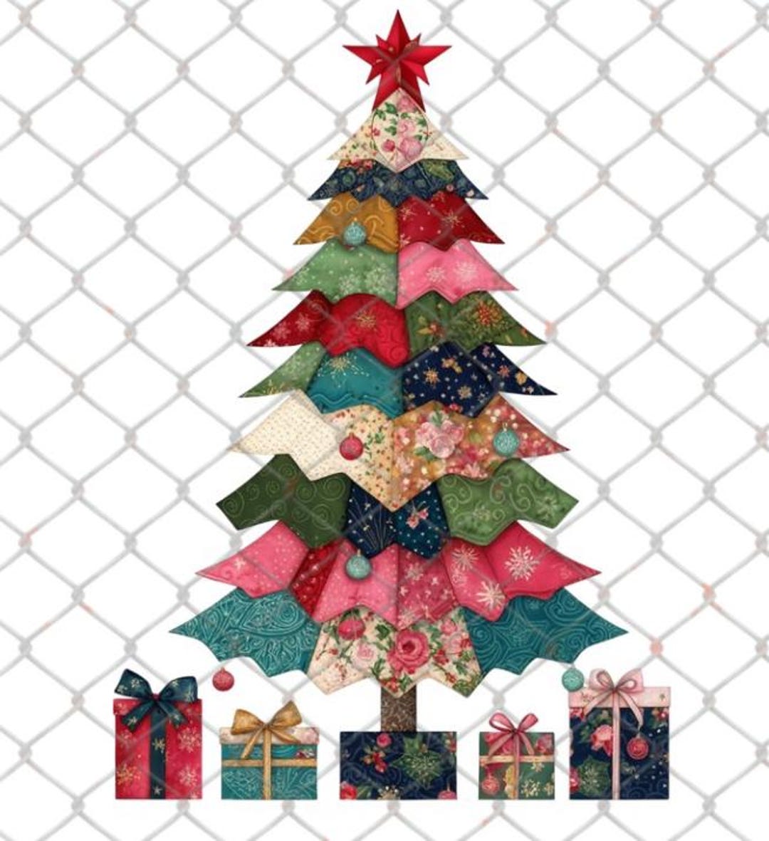 Patchwork Tree Png Christmas Pngs Design Files, Printable Christmas ...