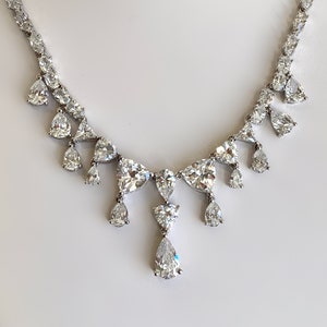 Diamond Bib Dangle Multi Stone Formal Necklace Dangle Heart - Etsy