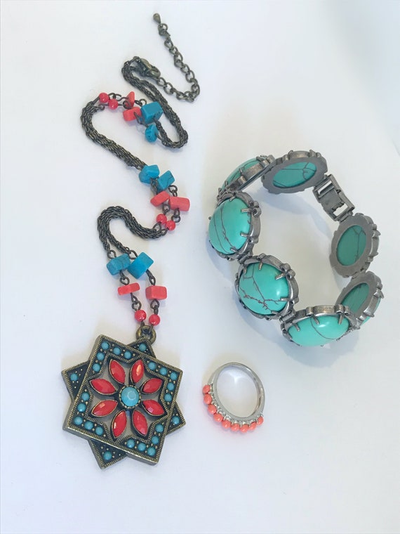 Sterling Silver Coral Stackable Ring Thin Band  R… - image 5